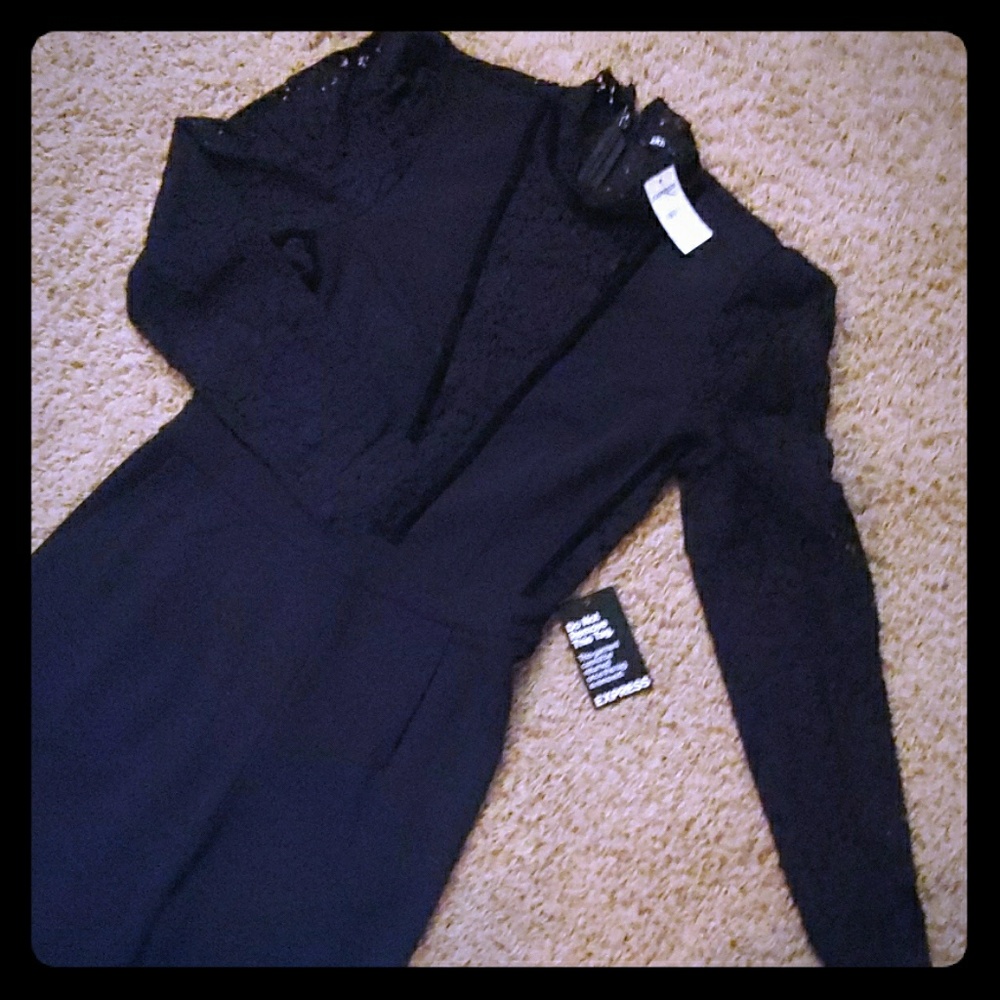 Express Black Lace Jumpsuit